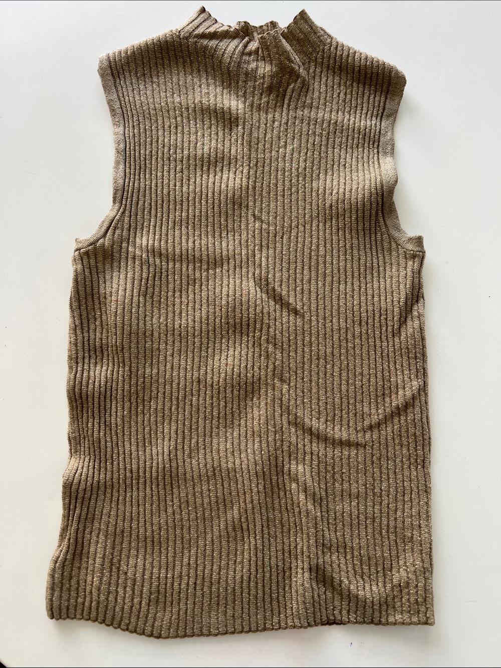 Theory Women’s Ribbed Turtleneck Sleeveless Sweater Vest - Brown